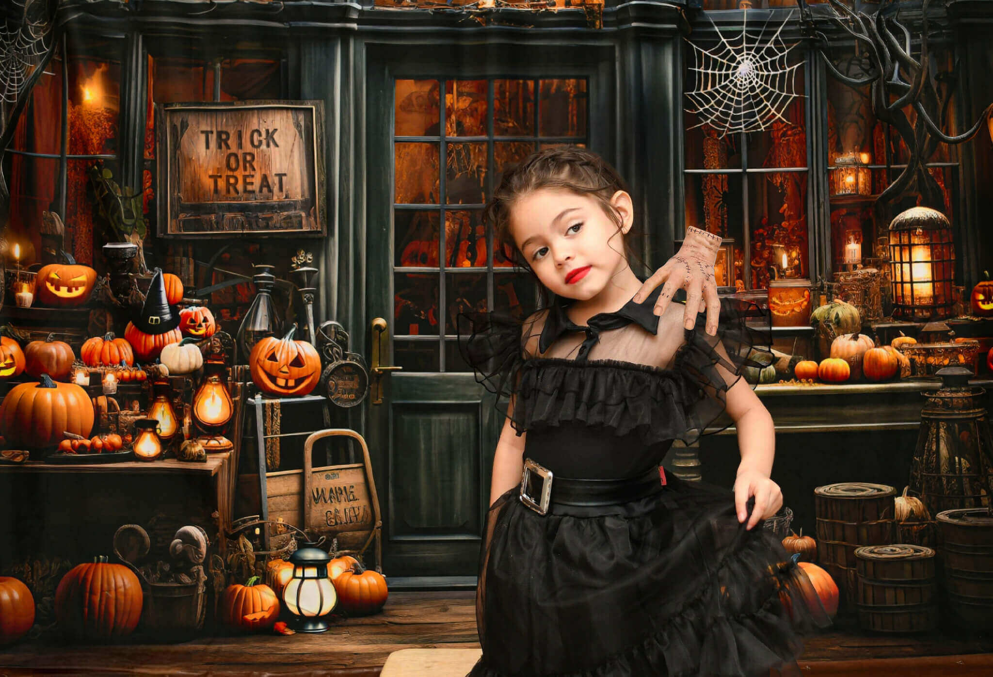 Kate Halloween Spooky Pumpkin Store Backdrop Designed by Emetselch -UK