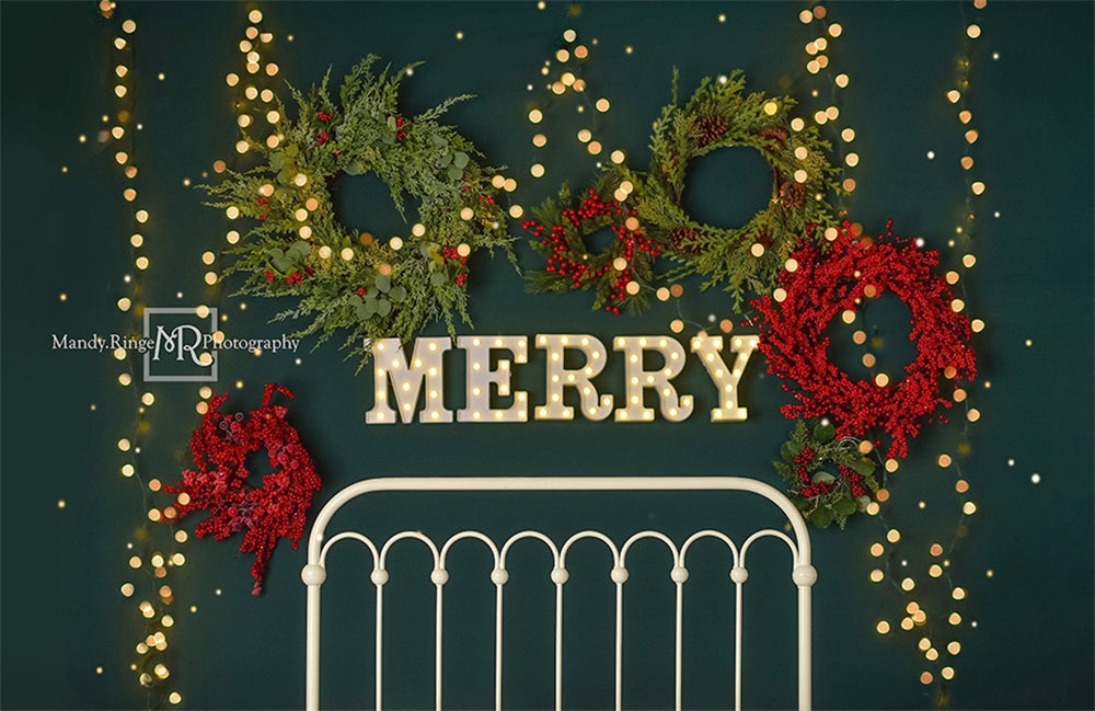 Kate Merry Christmas Fleece Backdrop Sparkle Headboard Designed By Mandy Ringe Photography -UK