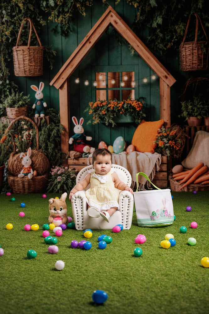 Kate Easter Bunny House Basket Blanket Backdrop Designed by Emetselch