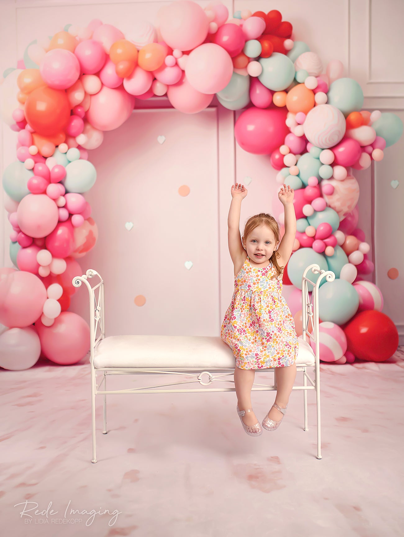 Kate Sweep Birthday Cake Smash Balloon Arch Backdrop Designed by Lidia Redekopp -UK