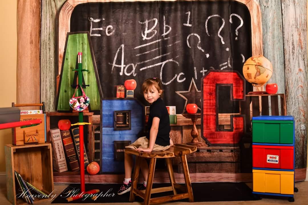 Kate Back to School Summer Blackboard Colorful ABC Fleece Backdrop -UK