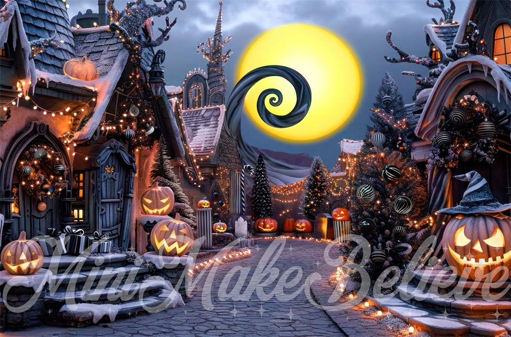 Kate Halloween Pumpkin Town Street Backdrop Designed by Mini MakeBelieve -UK