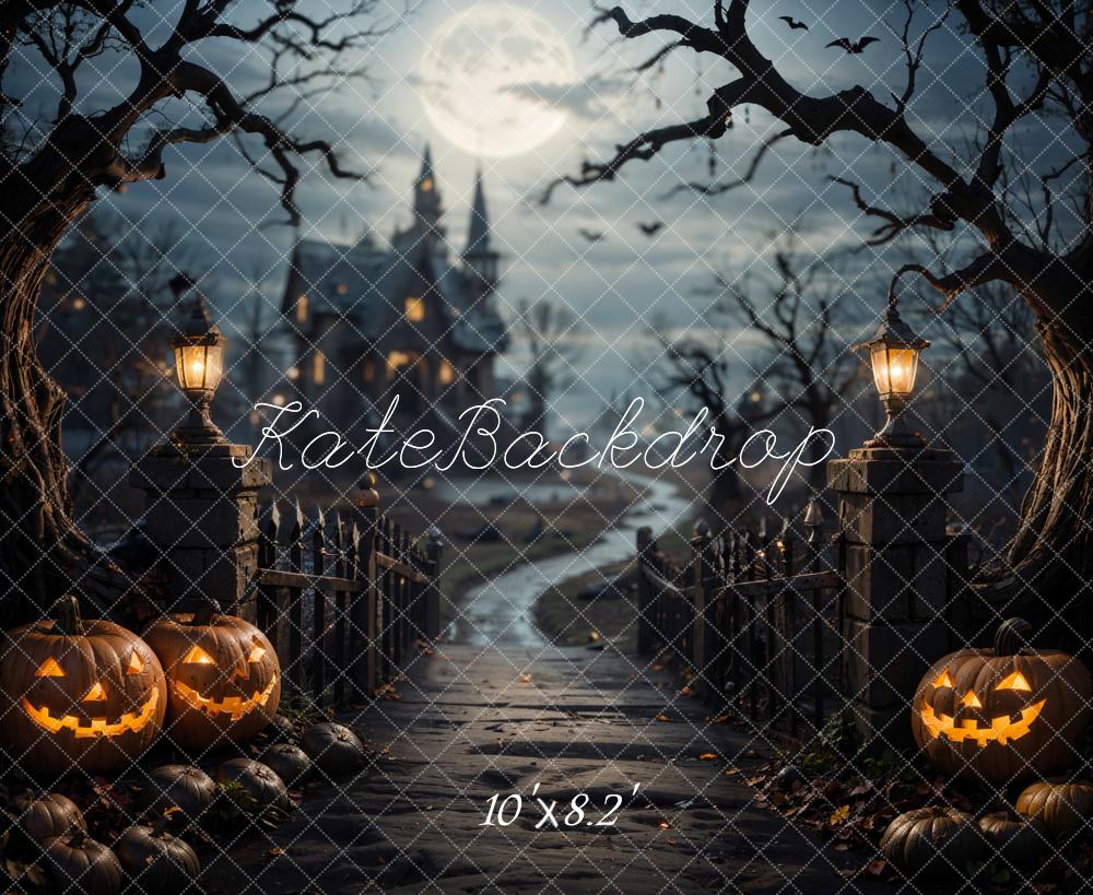 Kate Halloween Forest Bridge Dark Castle Backdrop Designed by Emetselch -UK