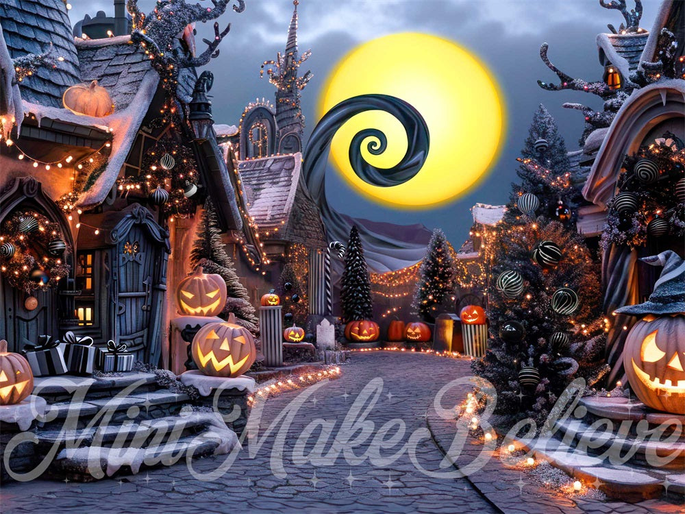 Kate Halloween Pumpkin Town Street Backdrop Designed by Mini MakeBelieve -UK