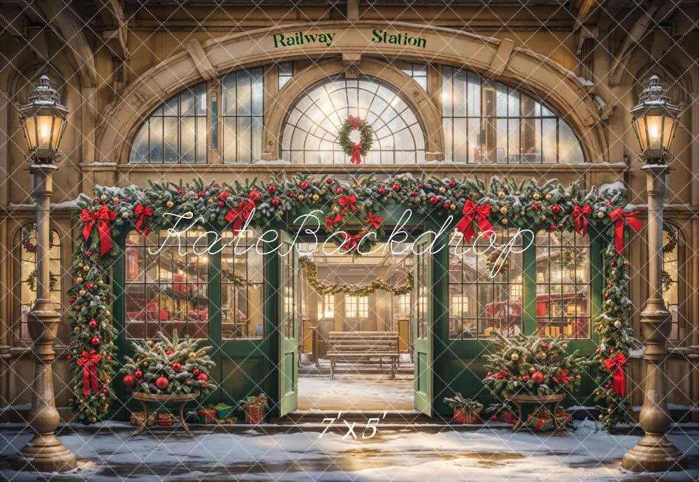 Kate Christmas Retro Railway Station Backdrop Designed by Emetselch -UK