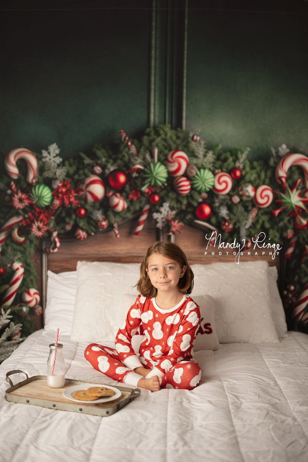 Lightning Deals Kate Christmas Candy Cane Headboard Backdrop Designed by Mandy Ringe Photography -UK