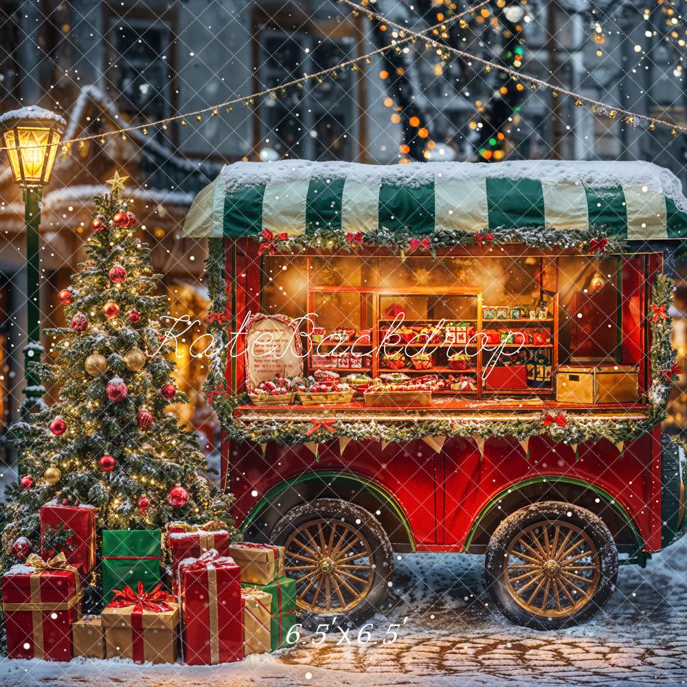 Kate Winter Christmas Night Street Truck Backdrop Designed by Emetselch -UK