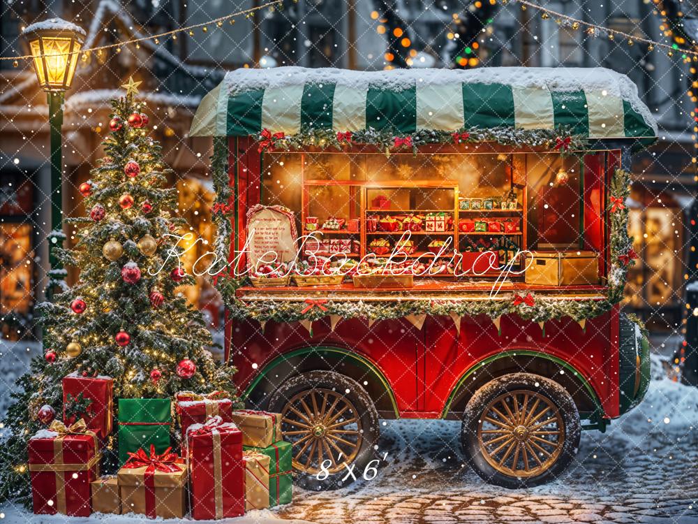 Kate Winter Christmas Night Street Truck Backdrop Designed by Emetselch -UK