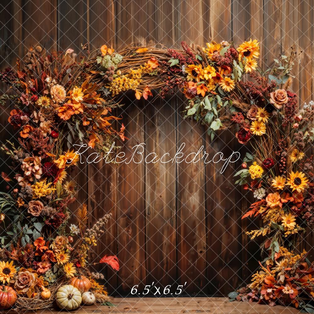 Kate Autumn Pumpkin Sunflower Arch Wall Backdrop Designed by Chain Photography -UK