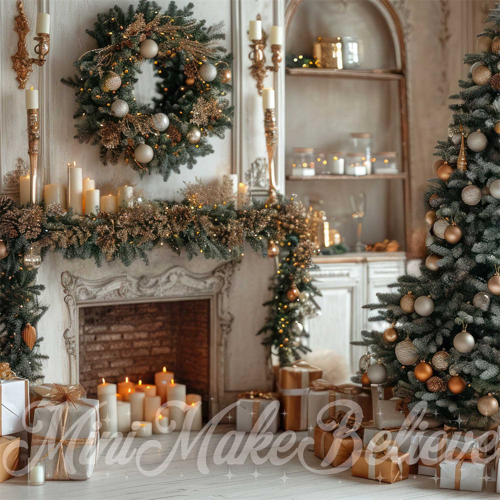 Kate Christmas White Retro Fireplace Backdrop Designed by Mini MakeBelieve -UK