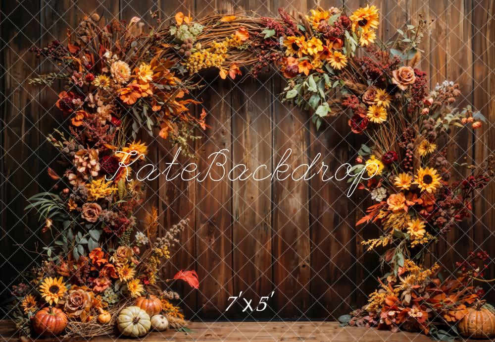 Kate Autumn Pumpkin Sunflower Arch Wall Backdrop Designed by Chain Photography -UK