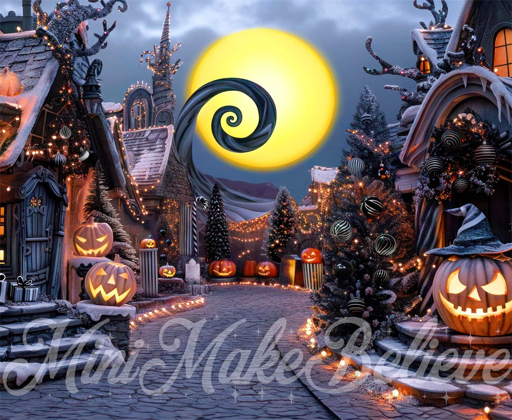 Kate Halloween Pumpkin Town Street Backdrop Designed by Mini MakeBelieve -UK