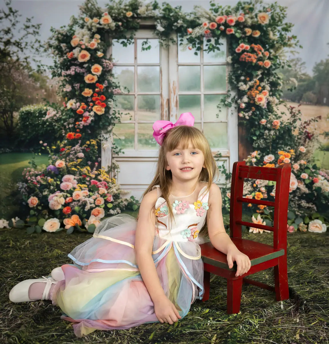 Kate Spring Flower Arch Vintage Door Backdrop Designed by Emetselch