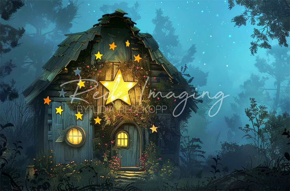 Kate Dreamy Forest Enchanted Star Wooden Hut Backdrop Designed by Lidia Redekopp -UK