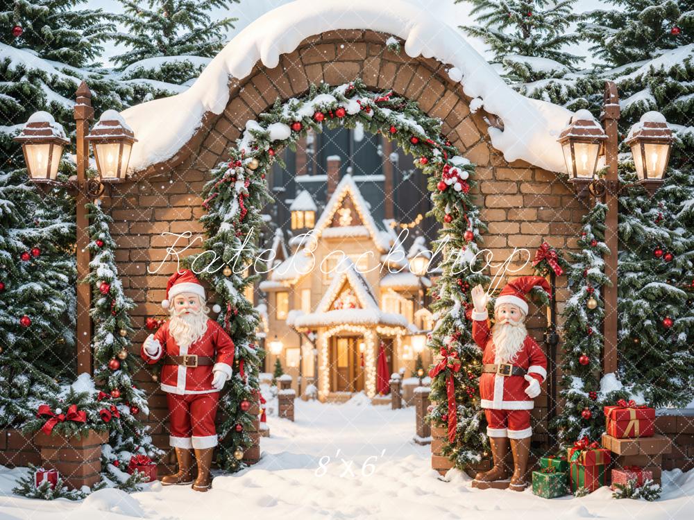 Lightning Deals Kate Christmas Santa Castle Arched Brick Backdrop Designed by Chain Photography -UK