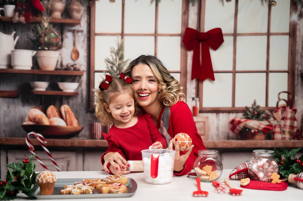 Kate White Christmas Kitchen Fleece Backdrop Designed by Emetselch -UK