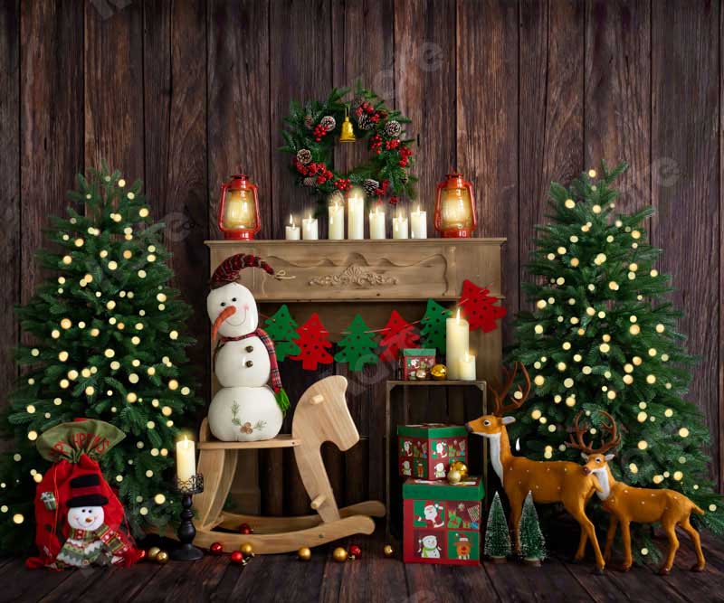 Kate Christmas Room with Elk Snowman Decorations Backdrop Designed by Emetselch -UK