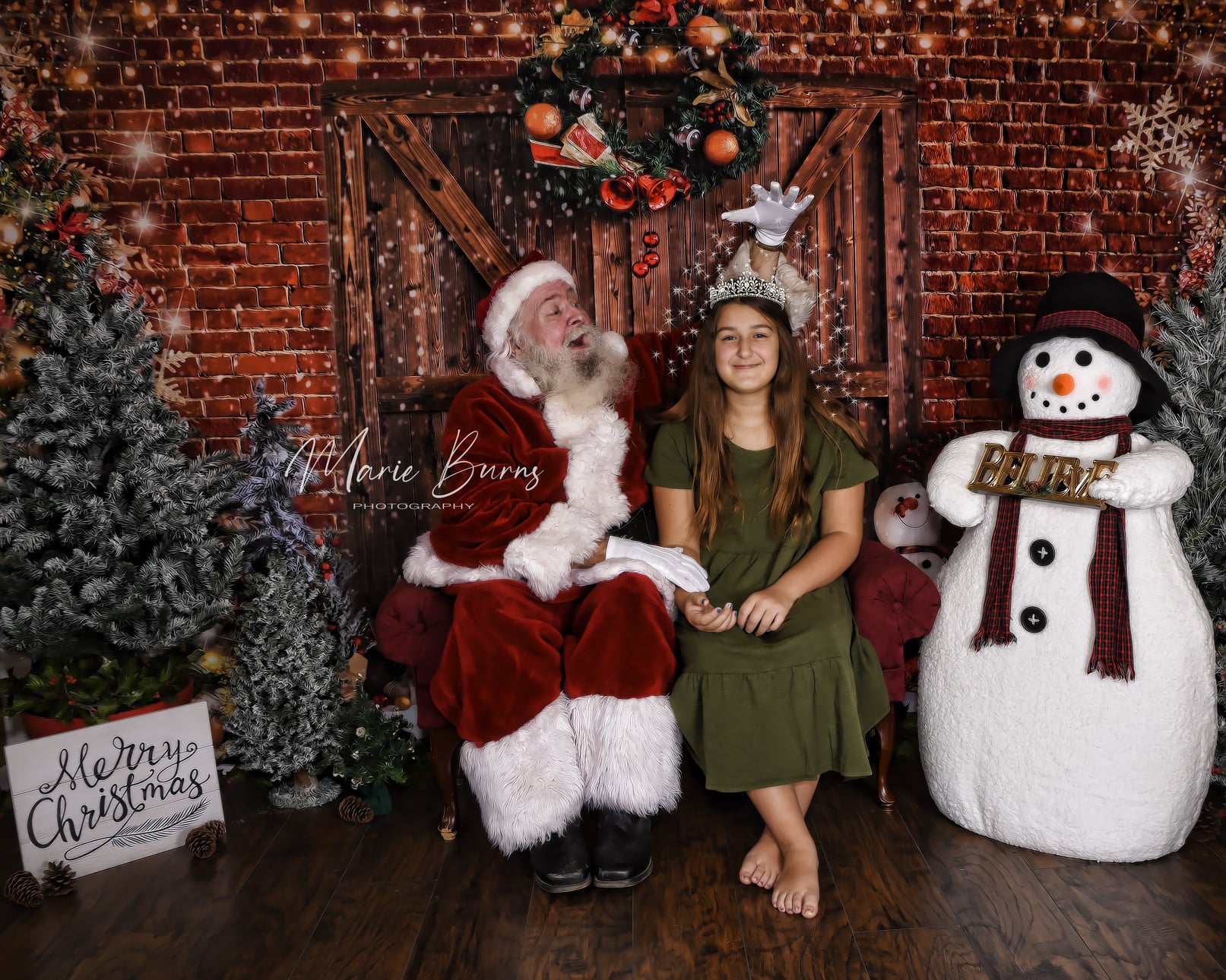 Kate Christmas Barn Door Brick Snowman Backdrop for Photography -UK