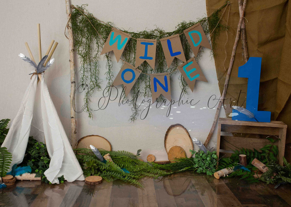 Kate Wild One Camping Cake Smash Backdrop for Photography Designed by Jenna Onyia -UK