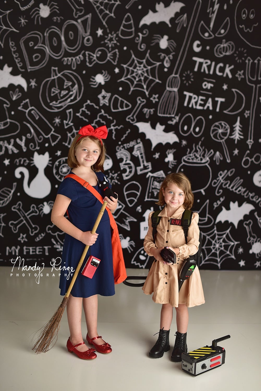 Kate Black Halloween Doodles Backdrop for Photography Designed By Mandy Ringe Photography -UK