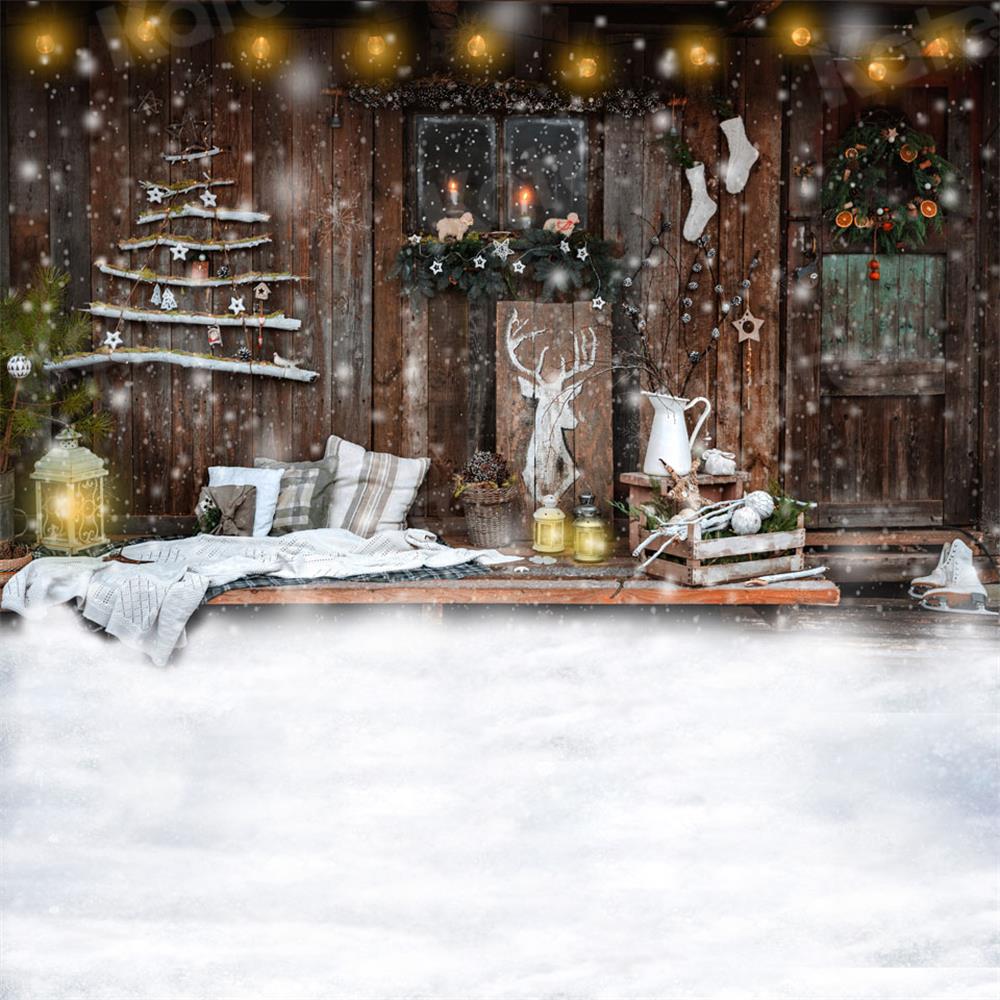 Kate Winter Snowy Lazy Christmas Wooden Backdrop for Photography -UK