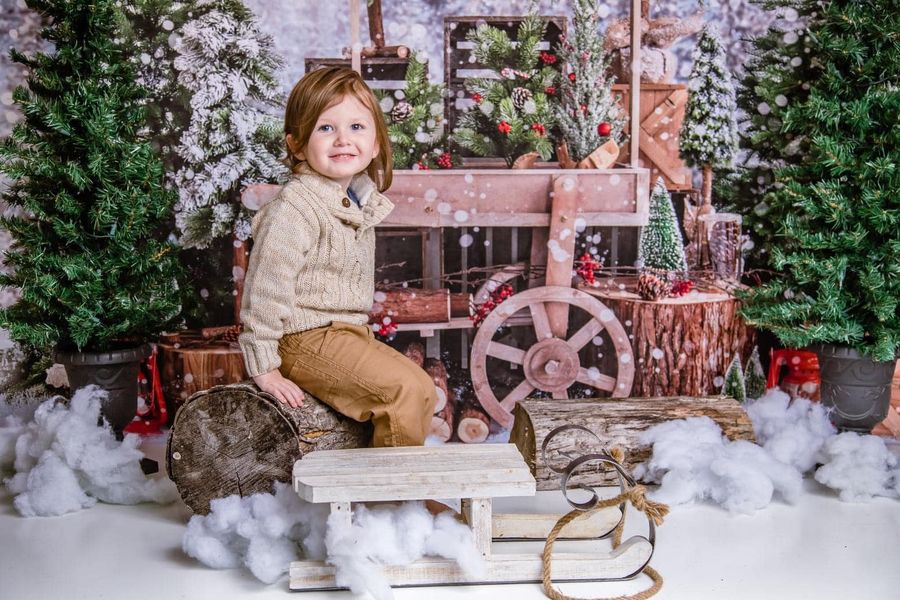 Kate Christmas Snowy Tree Vending Truck Winter Backdrop Designed by Emetselch -UK