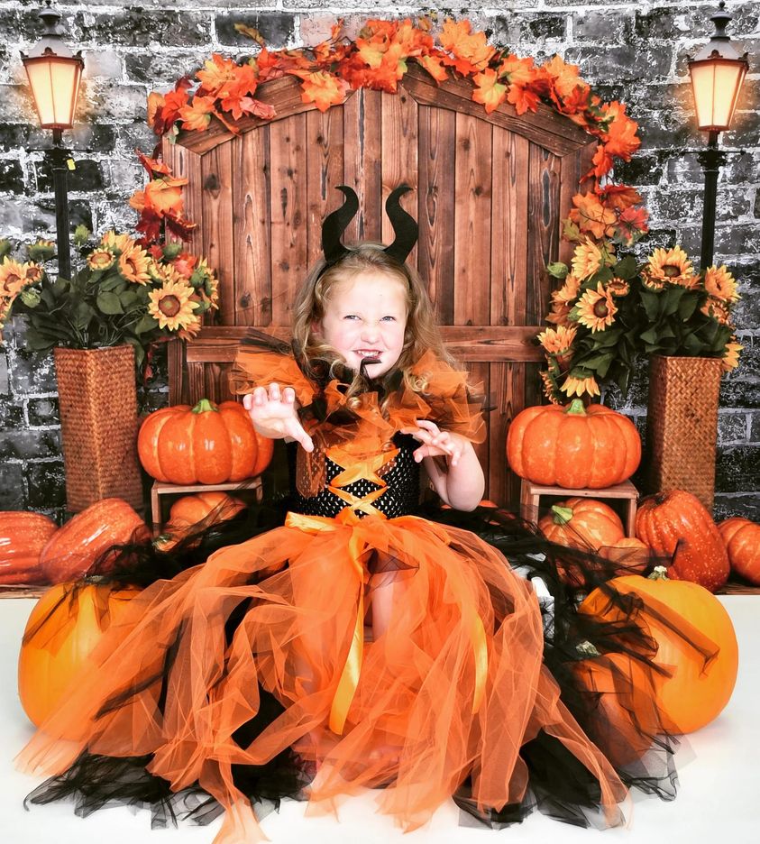 Kate Autumn Pumpkin Brick Barn Door Backdrop Designed by Emetselch -UK