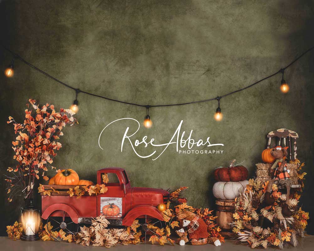 Kate Autumn Fallen Leaves Pumpkin Truck Backdrop Designed By Rose Abbas -UK