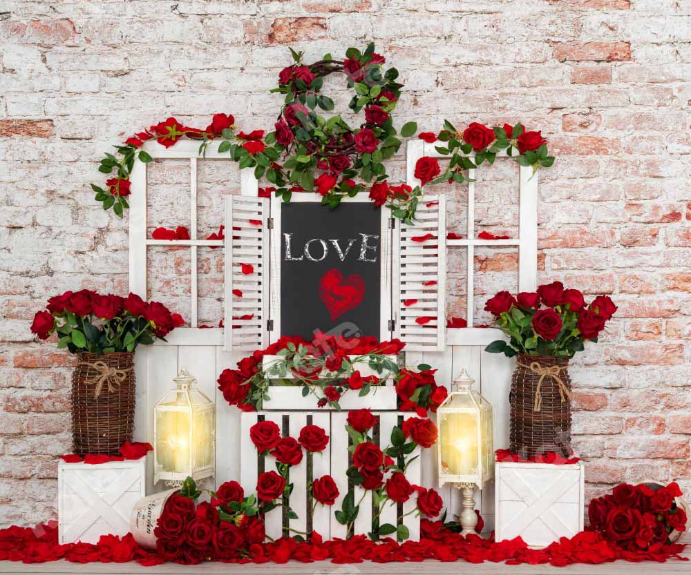 Kate Valentine's Day Roses Barn Door Backdrop Designed by Emetselch -UK