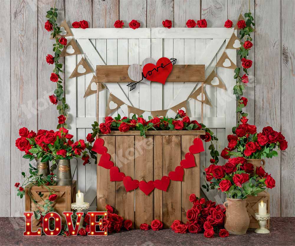 Kate Valentine's Day Flower Wooden wall Backdrop Designed by Emetselch -UK