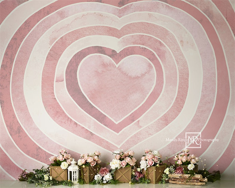 Kate Watercolor Valentine Heart Roses Backdrop Designed by Mandy Ringe Photography -UK