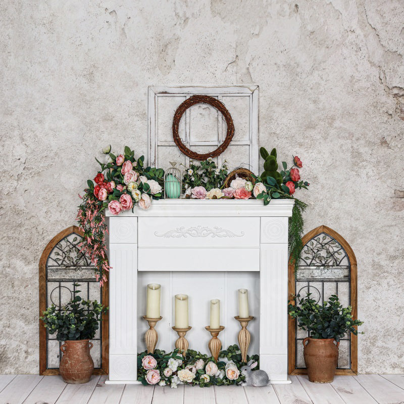 Kate Spring/Easter Flowers Fireplace Backdrop for Photography -UK