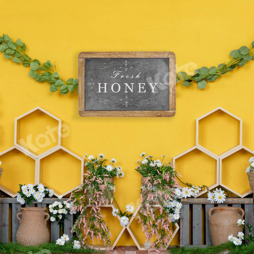 Kate Honeycomb Yellow Spring Backdrop Designed by Emetselch -UK