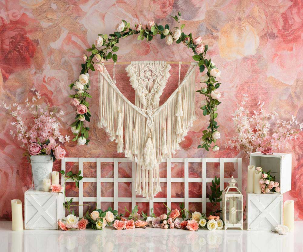 Kate Spring Boho Flowers Garland Backdrop Designed by Emetselch -UK