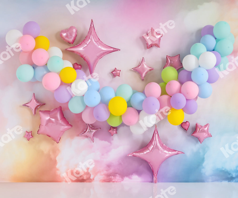 Kate Cake Smash Cloud Balloons Star Backdrop Designed by Emetselch -UK