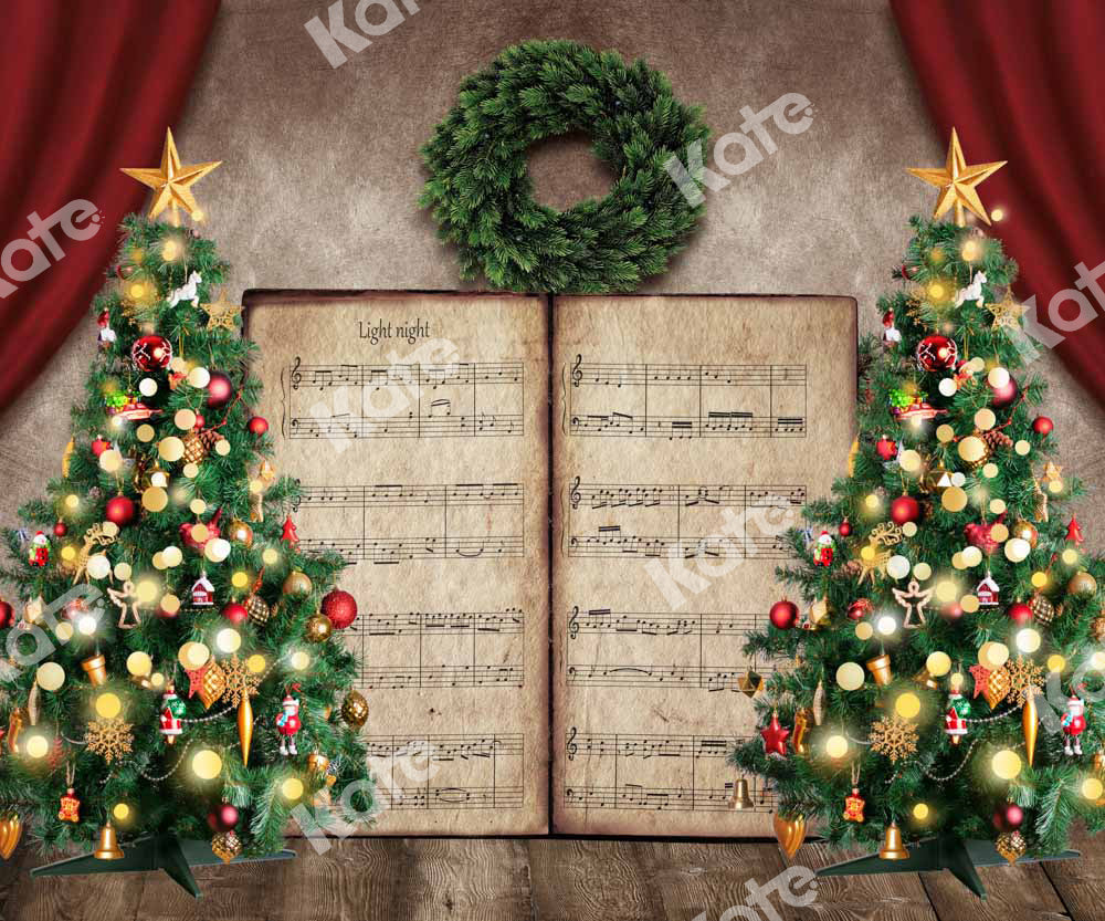 Kate Christmas Trees Song Book  Backdrop Designed by Chain Photography -UK