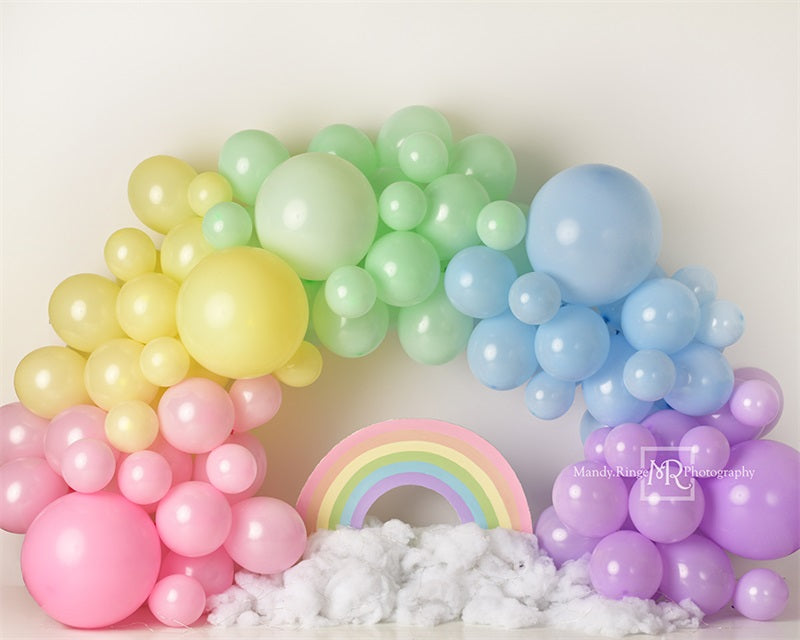 Kate Pastel Rainbow Balloon Arch Backdrop Designed by Mandy Ringe Photography -UK