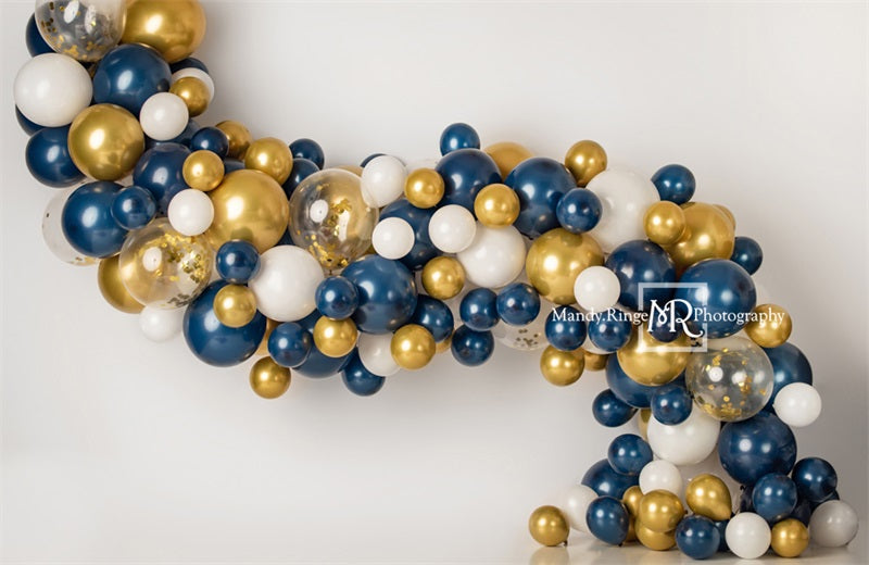 Kate Navy and Gold Balloon Garland Backdrop Designed by Mandy Ringe Photography -UK