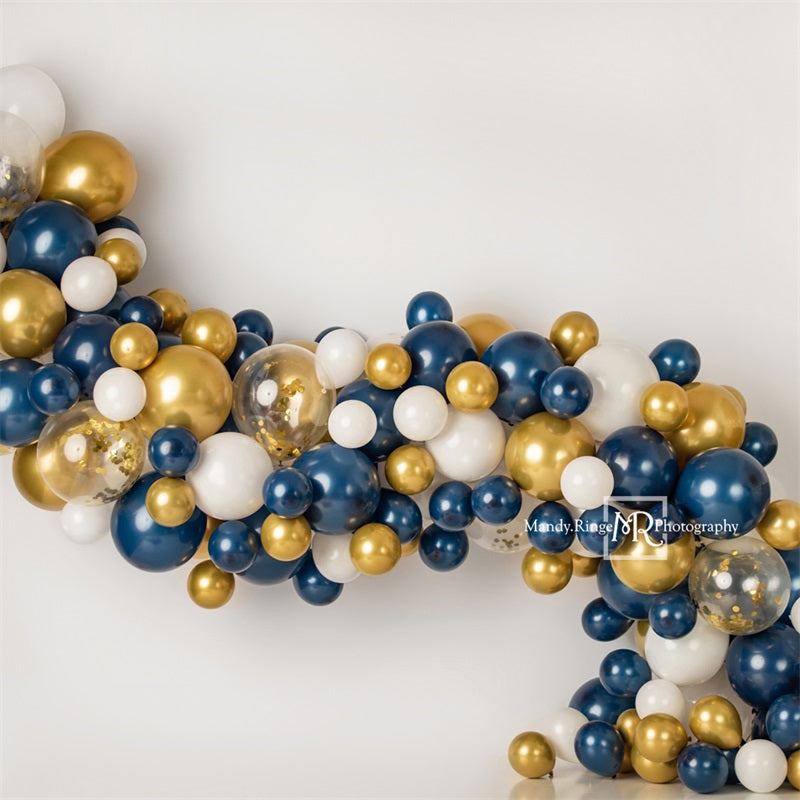 Kate Navy and Gold Balloon Garland Backdrop Designed by Mandy Ringe Photography -UK