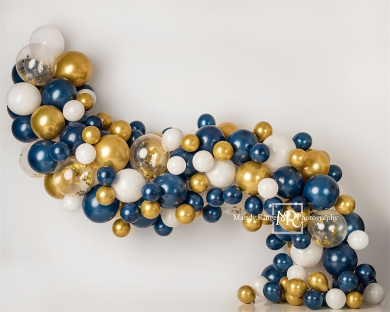 Kate Navy and Gold Balloon Garland Backdrop Designed by Mandy Ringe Photography -UK