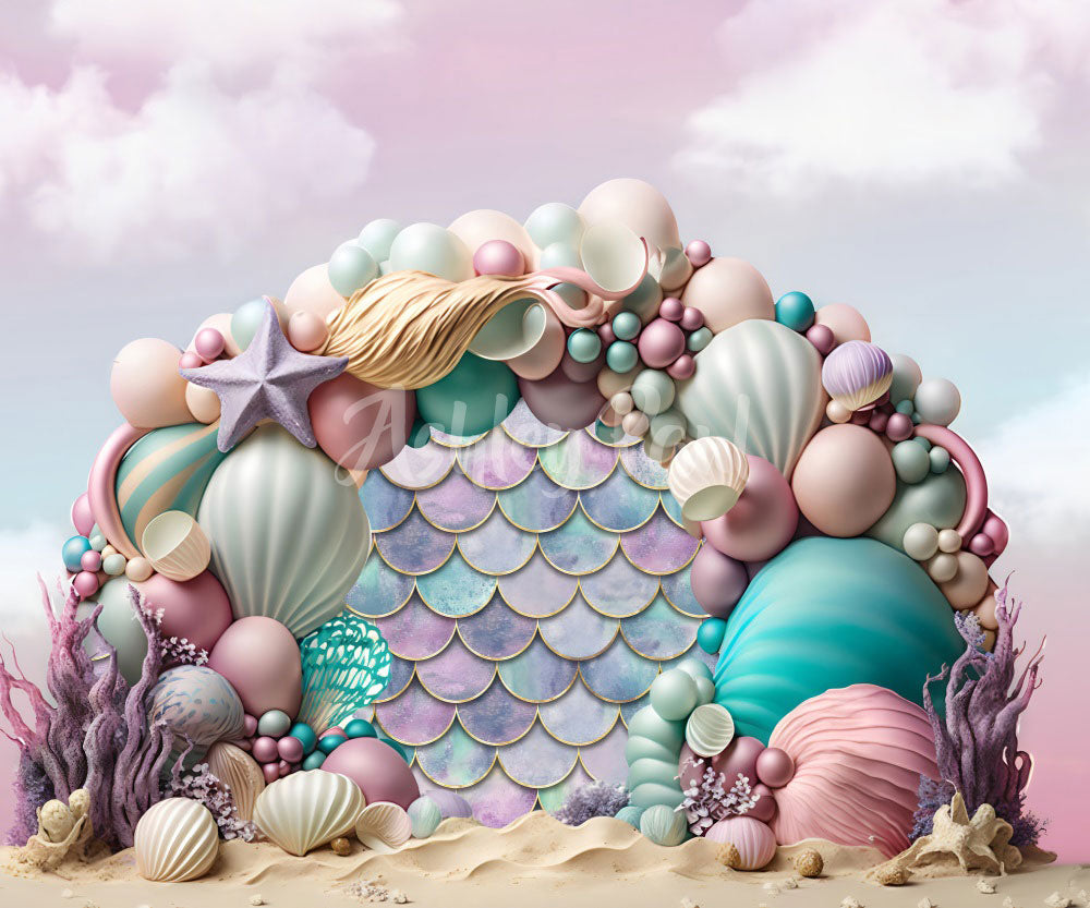 Kate Mermaid Balloons Arch Backdrop Designed by Ashley Paul -UK