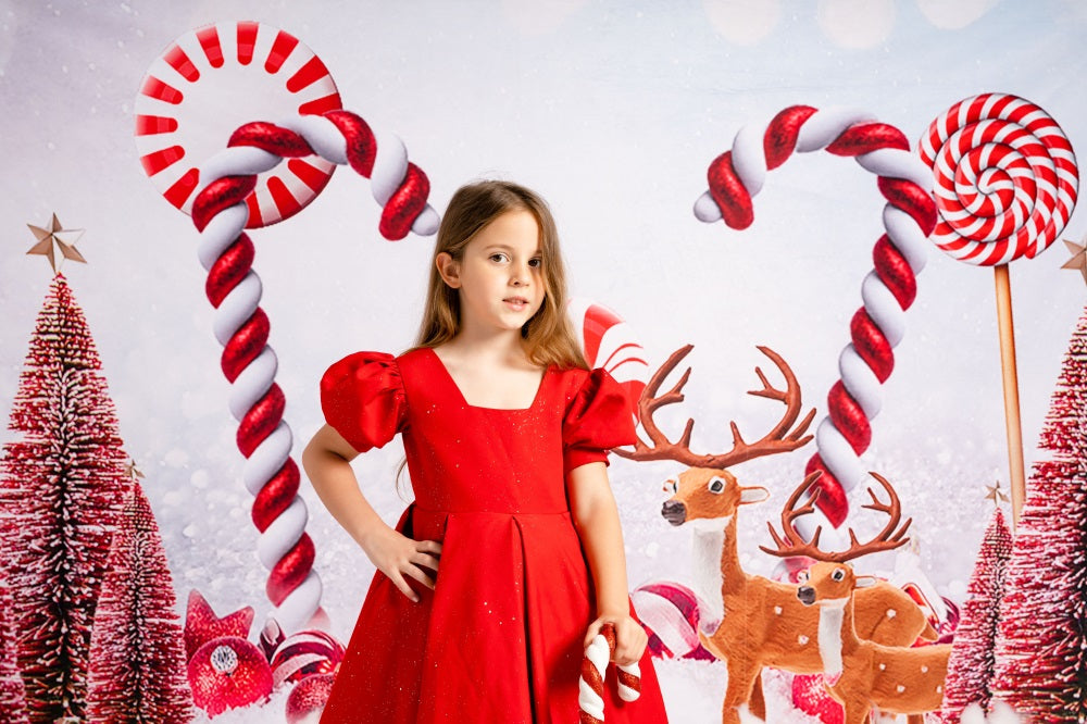 Kate Christmas Candy Cocoa Red Backdrop for Photography -UK