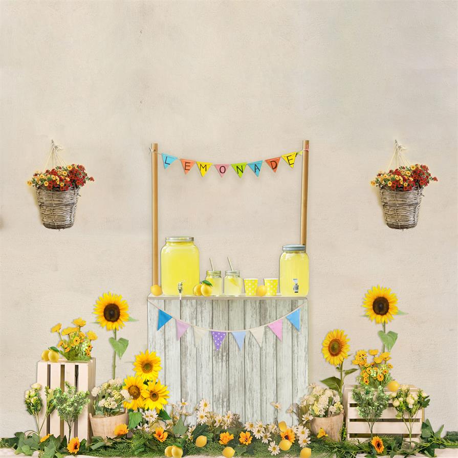 Kate Summer Children Lemonade Stand Backdrop for Photography Designed by JFCC -UK