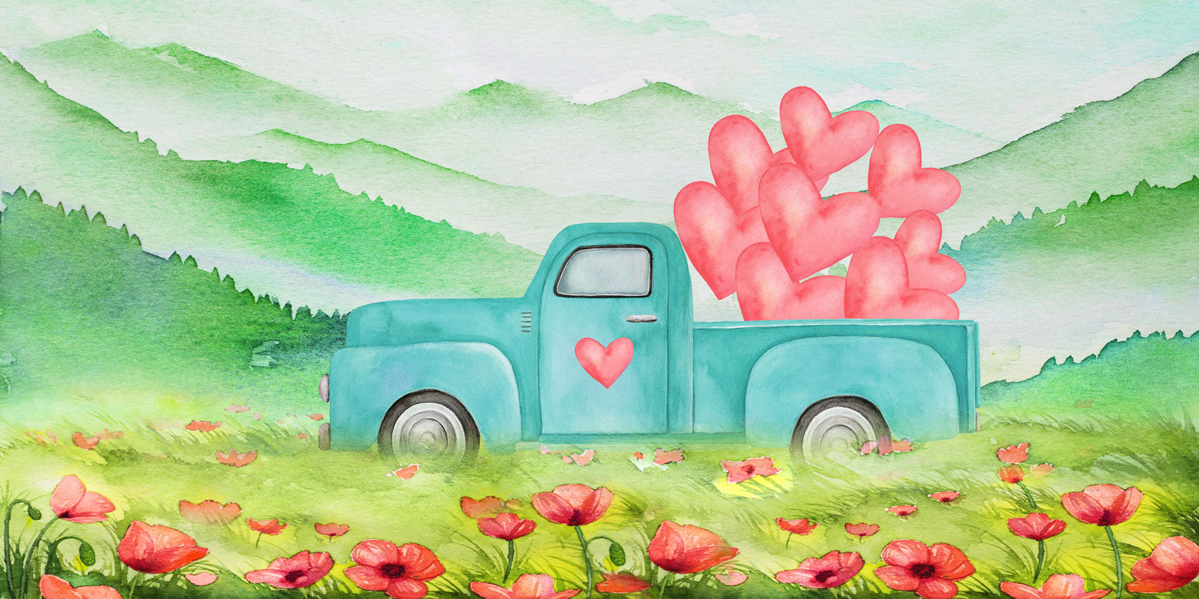 Kate Valentine's Day Fine Art Truck Backdrop for Photography -UK