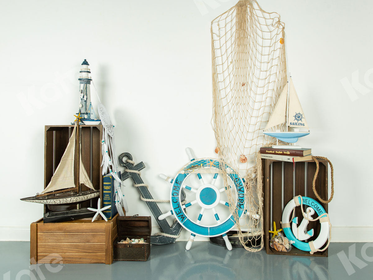 Navy Ship Wheel Children Backdrop