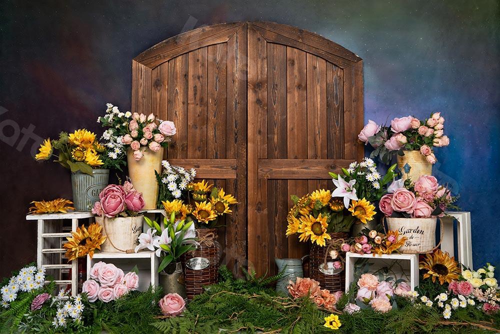 Kate Spring/mother's Day Flowers Shop Door Blue Backdrop Designed by Emetselch -UK