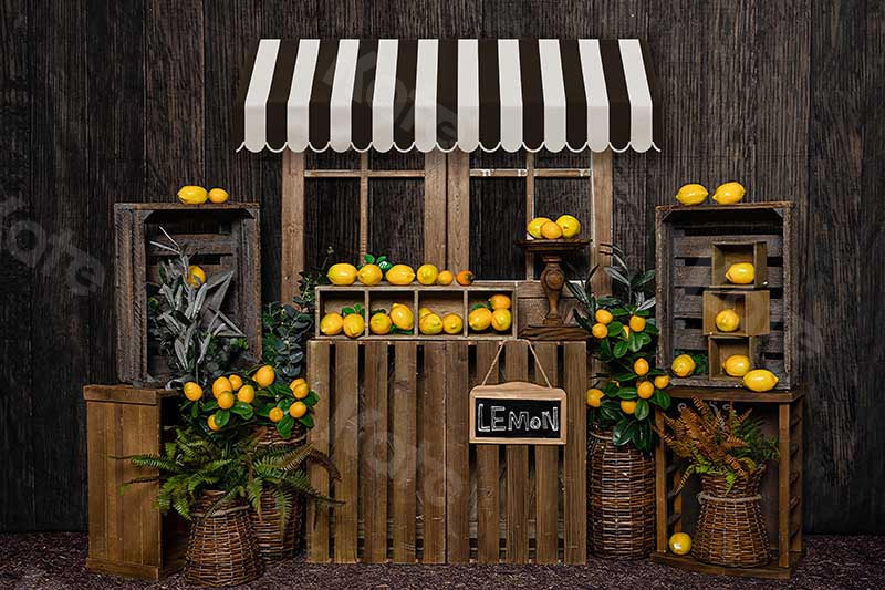 Kate Summer Lemon Stand Wood Wall Backdrop Designed by Emetselch -UK