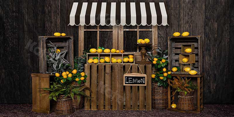 Kate Summer Lemon Stand Wood Wall Backdrop Designed by Emetselch -UK