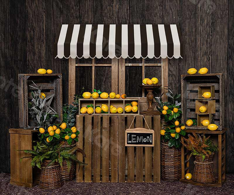 Kate Summer Lemon Stand Wood Wall Backdrop Designed by Emetselch -UK