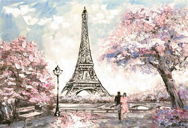 Paris Eiffel Tower Floral Watercolor outlet Oil Painting Framed Art Print